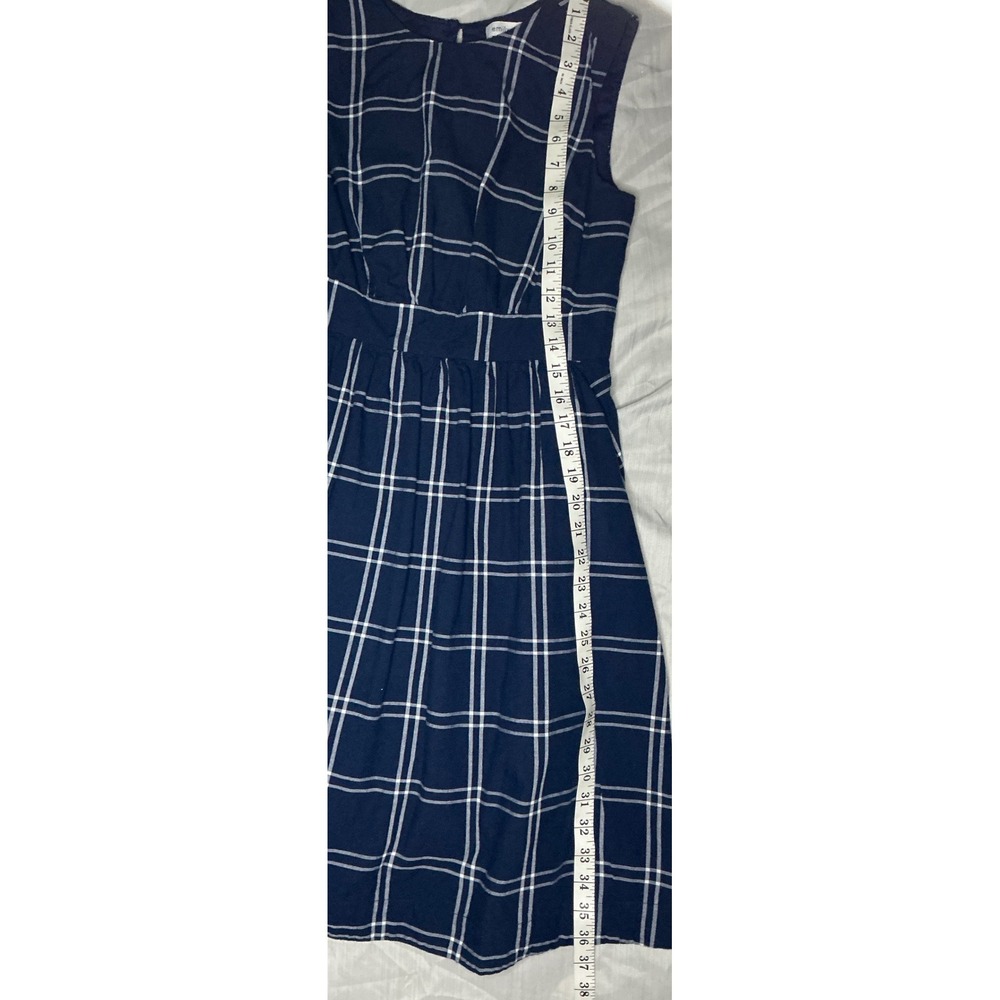 Emily and Fin Navy Plaid Sleeveless Fit & Flare Dress Pockets Size S - Picture 4 of 12